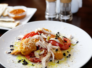 salad plate on the table cafe closeup