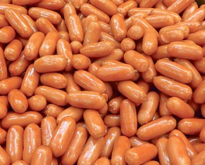 The background of sausages closeup at restaurant