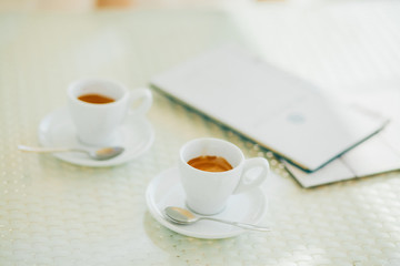 coffee for two in cafe outdoors