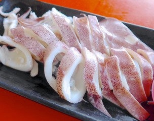 Neritic squid closeup at restaurant