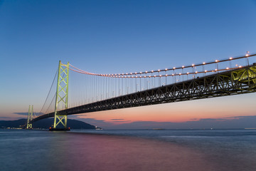 Akashi Kaikyo Bridge at sunset