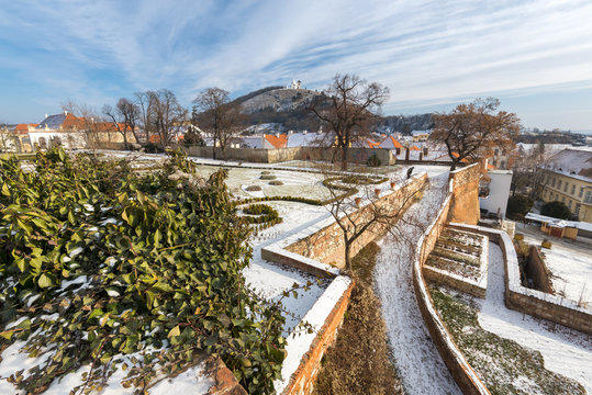 View from Mikulov castle, South Moravia, wine region, Czech Repu