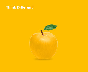 yellow color apple isolated on gray background