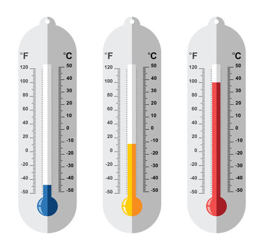 vector set of flat thermometer icons