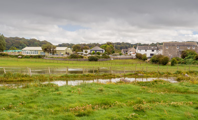 Obraz premium High water level at the Salt Marsh, Bolton-le-sands, Morecambe bay, Lancashire, UK