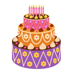 sweet cake in flat style