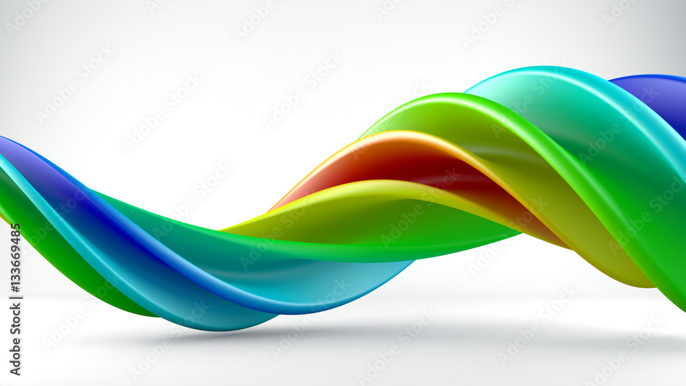 Poster twisted shape in studio abstract 3d render