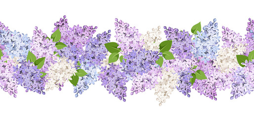 Vector horizontal seamless background with lilac flowers.