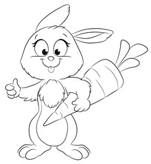 Vektor Illustration eines niedlichen Häschens mit einer großen Karotte