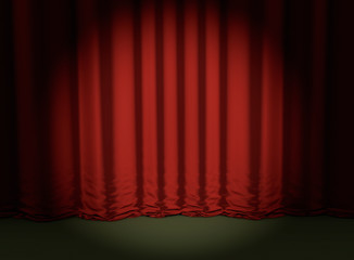 red curtain theater background special show event 3D illustration