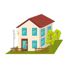 exterior cute house icon vector illustration design