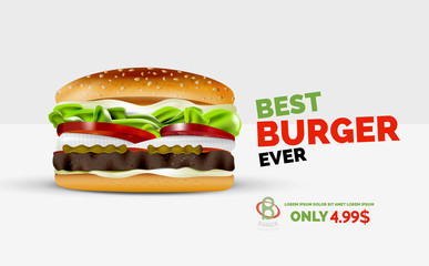 Vector premium burger ad template