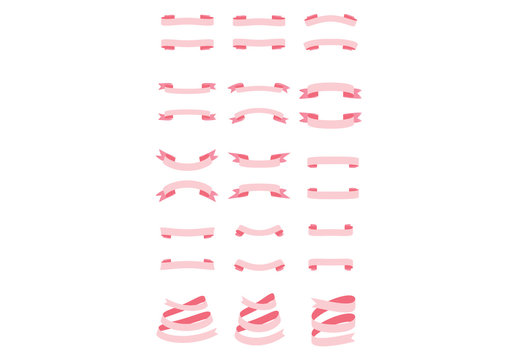 Pink Ribbon Banner Illustrations
