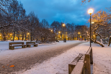 Winter Alee In Tallinn City In The Evening