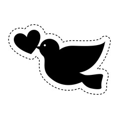 dove with heart icon vector illustration design