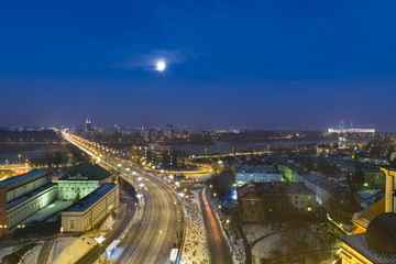 Naklejka premium Full Moon over the Warsaw