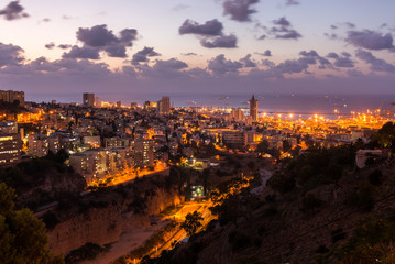 Haifa cityscape at sunset