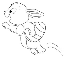 Vektor Illustration eines niedlichen Häschens mit einem großen Osterei