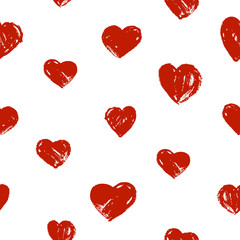 Seamless pattern with hand drawn hearts 