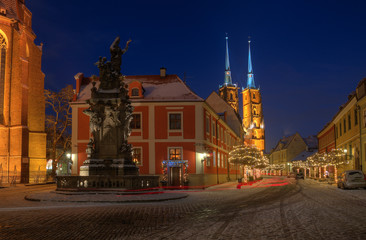 Wrocław Ostrów Tumski zimom