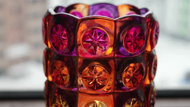 multi-colored candlestick on swivel table