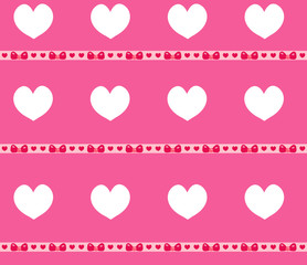 Heart seamless pattern. Valentines Day endless background. Pink texture, wallpaper. Cute backdrop. Vector illustration