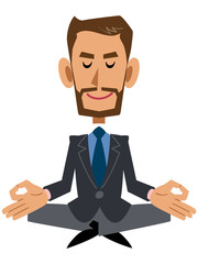 座禅を組むラテン系ビジネスマン
