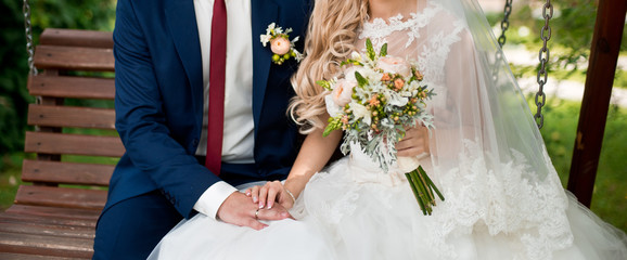 Bride and wedding bouquet