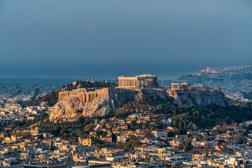 Naklejka premium The acropolis hill at Athens Greece