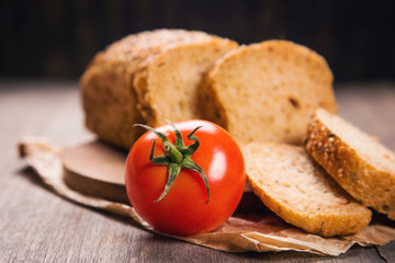 Fototapeta na wymiar tomato bread with sesame