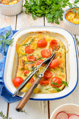 cheese tart with cherry tomatoes