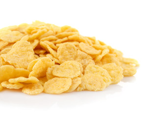 Cornflakes on white background