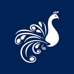 Stylized silhouette of a peacock - vector Illustration