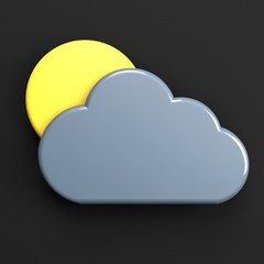 sun and cloud weather forecast icon isolated on black