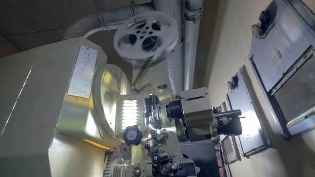 Antique film projector working. 4K