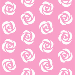 white roses simple on a pink background pattern seamless vector