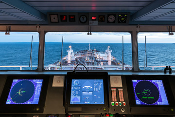 Control panel of a crude oil tanker. - Powered by Adobe