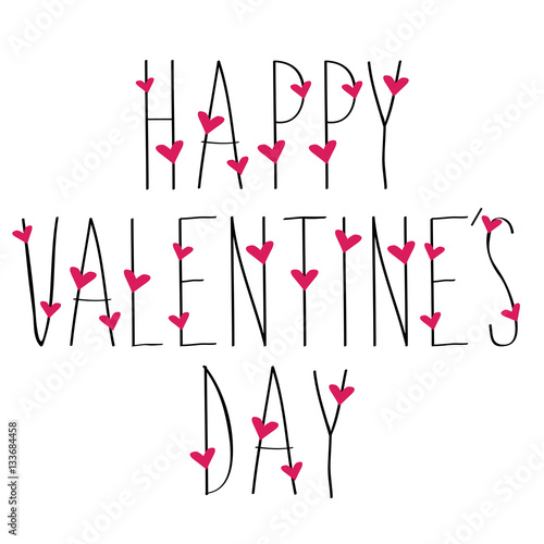 Graphics xyz "Happy Valentines Day greeting card with calligraphy text and hearts