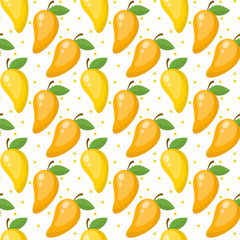 Mango seamless pattern, endless background, texture. Fruits background Vector illustration