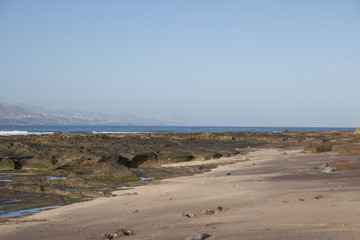 Beach and rocks.