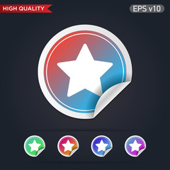 Colored icon or button of star symbol with background