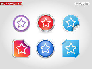 Colored icon or button of star symbol with background