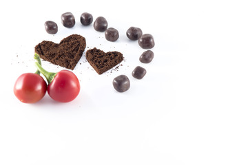 Grinded Coffee Love Decoration, Chocolate and Red Peppers