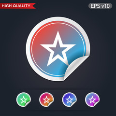 Colored icon or button of star symbol with background