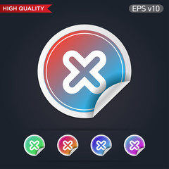 Obraz premium Colored icon or button of cross or delete symbol with background