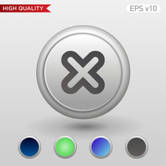 Colored icon or button of cross or delete symbol with background