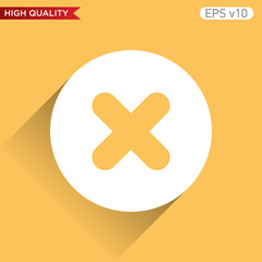 Fototapeta premium Colored icon or button of cross or delete symbol with background