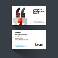 Vector business card template with quotes, commas for eco, busin