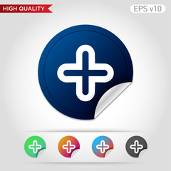 Obraz premium Colored icon or button of plus symbol with background