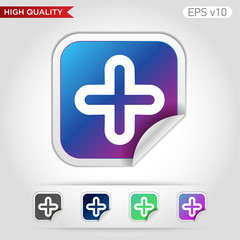 Obraz premium Colored icon or button of plus symbol with background